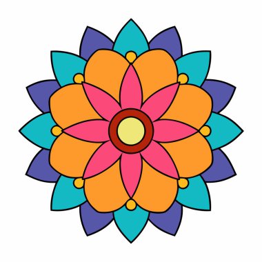 Dekoratif çiçek desenli mandala sanatı, soyut mandala sanatı