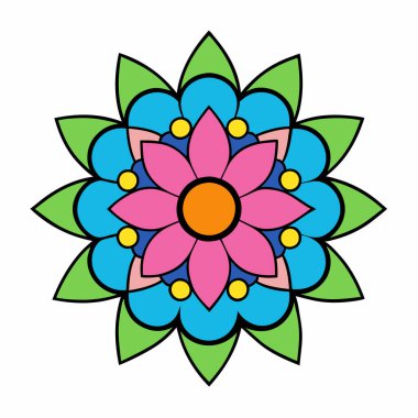 Dekoratif çiçek desenli mandala sanatı, soyut mandala sanatı