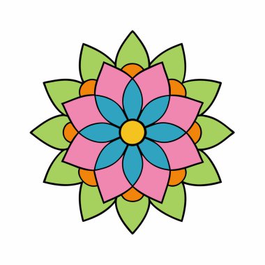 Dekoratif çiçek desenli mandala sanatı, soyut mandala sanatı