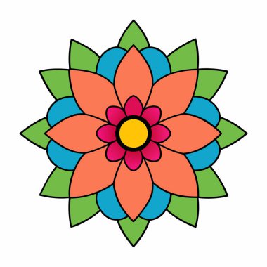 Vektör sanatında yuvarlak mandala, çiçek desenli mandala deseni