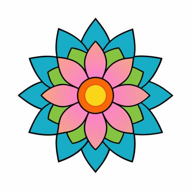 Vektör sanatında yuvarlak mandala, çiçek desenli mandala deseni