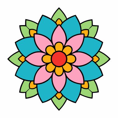 Vektör sanatında yuvarlak mandala, çiçek desenli mandala deseni