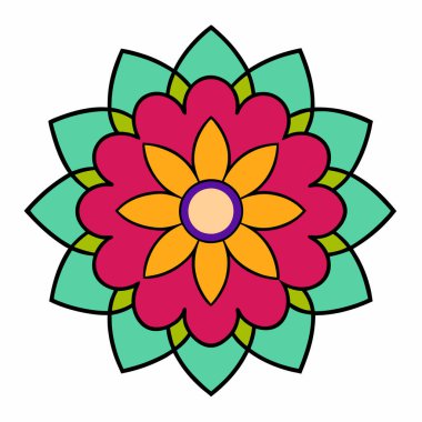 Vektör sanatında yuvarlak mandala, çiçek desenli mandala deseni