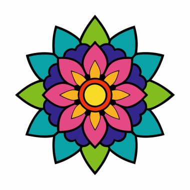 Vektör sanatında yuvarlak mandala, çiçek desenli mandala deseni