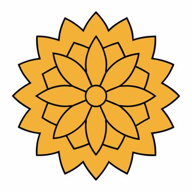 Altın çiçekli mandala desenli vektör çizimi