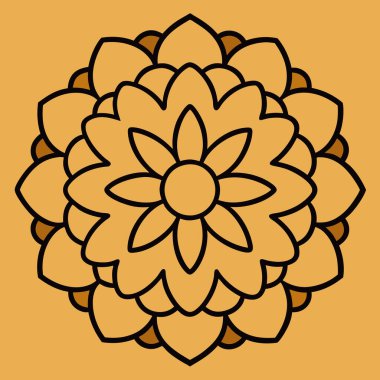 Altın çiçekli mandala desenli vektör çizimi