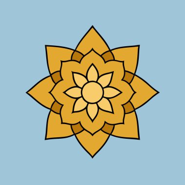 Altın çiçekli mandala desenli vektör çizimi