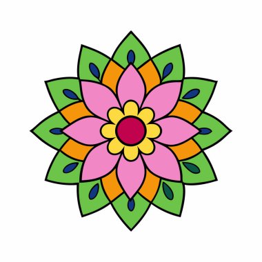 Bir Çiçek Mandala Süsleme Kalıbı