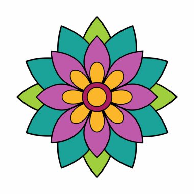 Bir Çiçek Mandala Süsleme Kalıbı