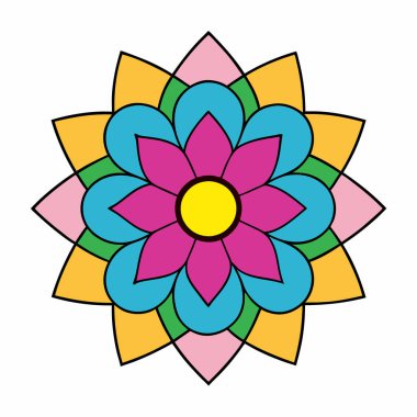 Bir Çiçek Mandala Süsleme Kalıbı