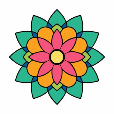 Bir Çiçek Mandala Süsleme Kalıbı