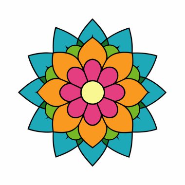 Mandala süs desenli sanat, çiçekli mandala şekli