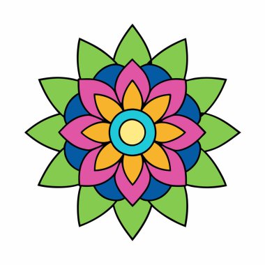 Mandala süs desenli sanat, çiçekli mandala şekli