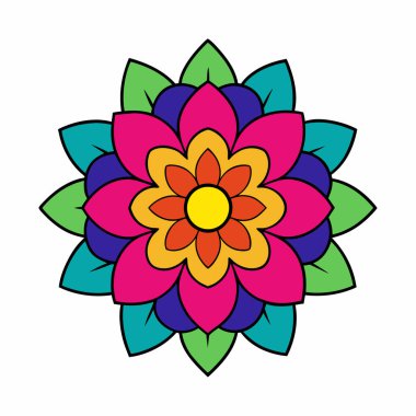 Mandala süs desenli sanat, çiçekli mandala şekli