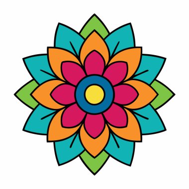 Mandala süs desenli sanat, çiçekli mandala şekli