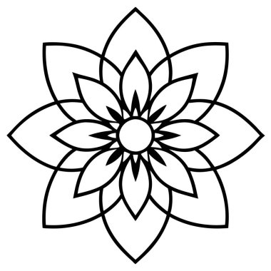 Mandala süs desenli sanat, çiçekli mandala şekli