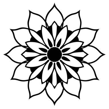 Çiçeksel dekoratif mandala taslak biçimi, mandala deseni