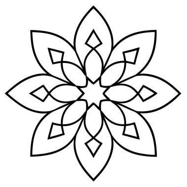 Çiçeksel dekoratif mandala taslak biçimi, mandala deseni