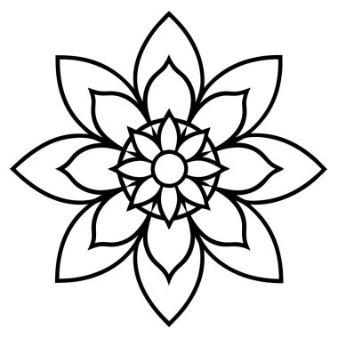Çiçeksel dekoratif mandala taslak biçimi, mandala deseni
