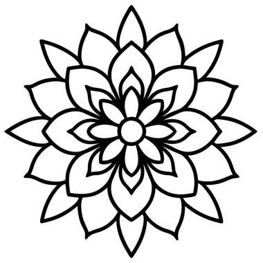 Bir çiçek mandala taslak biçim vektör sanatı izole