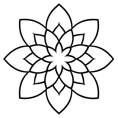 Bir çiçek mandala taslak biçim vektör sanatı izole