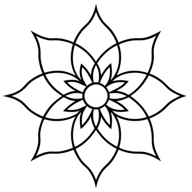 Bir çiçek mandala taslak biçim vektör sanatı izole