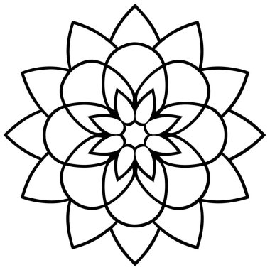 Dekoratif çiçek ana hatları mandala, çizgi simgesi