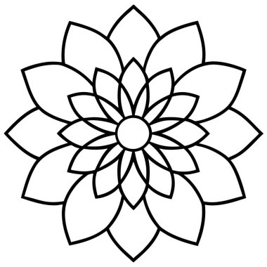 Ana hatlı mandalanın vektör çiçeği, el çizimi karalama çizimi, beyaz bir arkaplanda izole edilmiş.