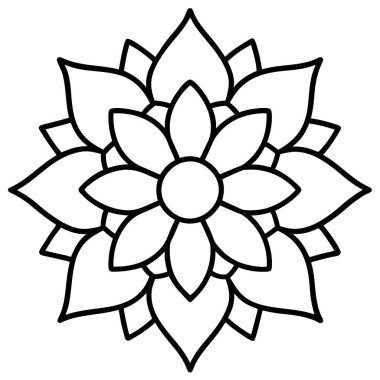 Bir çiçek çizgisi mandala vektör çizimi