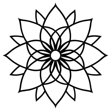 Çiçek ikonu vektörü. Ana hatlı çiçek ikonu vektörü. çizim çizimi. çiçek özeti mandala