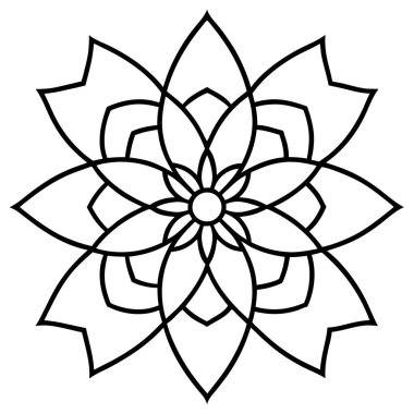 Nilüfer çiçeği mandala şeklinde. Renklendirme sayfası için el çizimleri