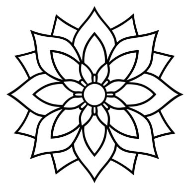 Mandala desenli tasarım. Elle boyanmış süs. vektör dekoratif ögesi beyaz arkaplanda izole edildi