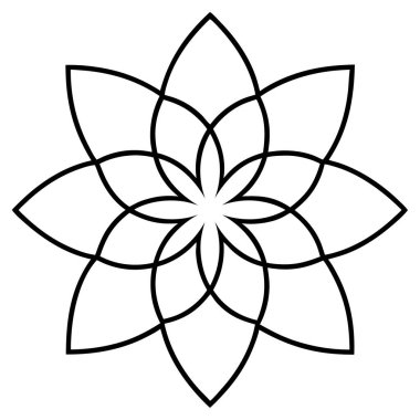 çiçek ana hatları mandala, vektör illüstrasyonu