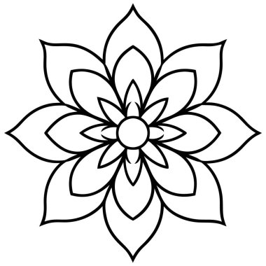 Güzel çiçek süslemesinin vektör çizimi, ana hatlı mandala