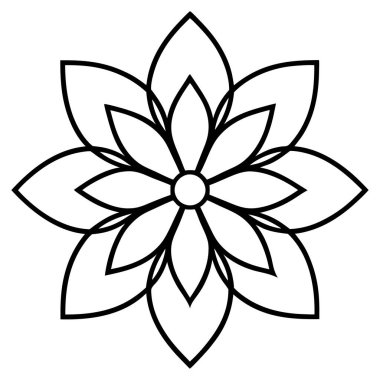 çiçek ikonu vektör ince çizgi, dış hat mandala