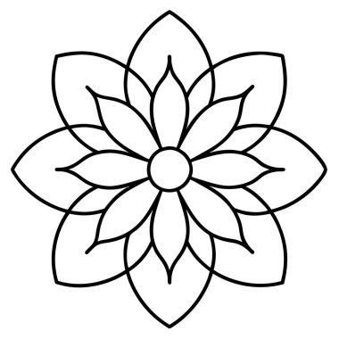 çiçek ikonu vektör illüstrasyonu, ana hatlı mandala