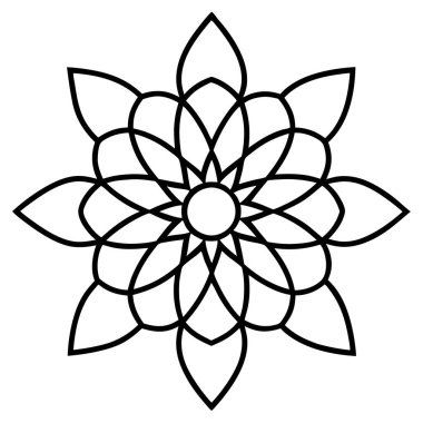 vektör çiçek çizgisi mandala el - siyah beyaz çizilmiş
