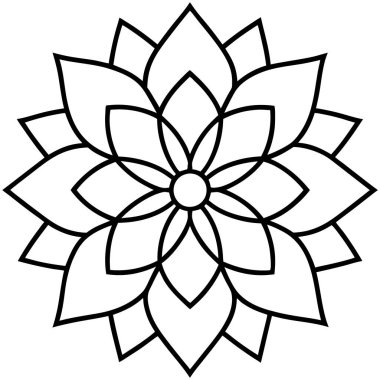 Güzel nilüfer çiçeği ana hatları mandala izole edilmiş ikon vektör çizimi tasarımı