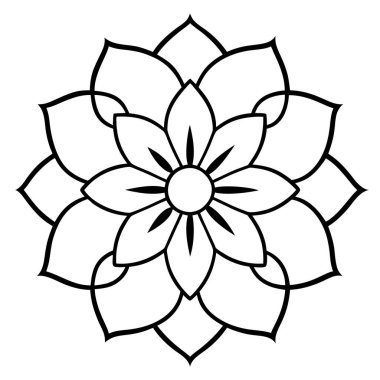 Çiçek şeklindeki vektör süsü. boyama kitabı sayfası. siyah çizgi.