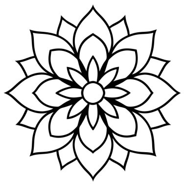 mandala. Siyah ve beyaz. Yuvarlak süs. El çizimi çiçek. vektör illüstrasyonu