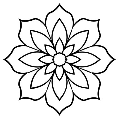 çiçek mandala simgesi, ana hatlı mandala