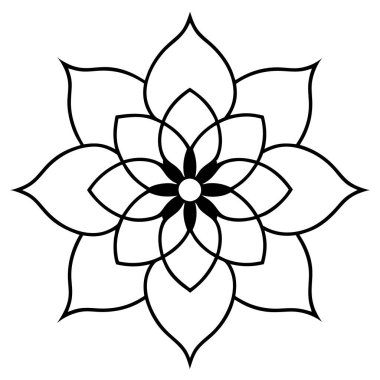 Dövme için vektör çiçek süsü, boyama kitabı, siyah ve beyaz