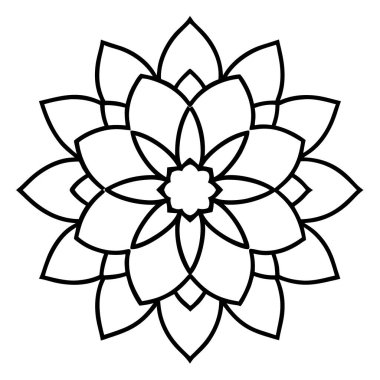 Basit bir mandala çiçeği. Çiçek vektör simgesinin özet çizimi