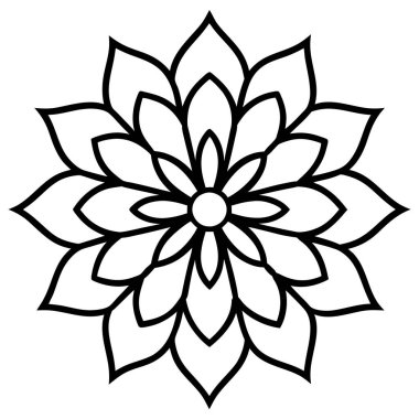 beyaz arkaplanda bir çiçek mandala, illüstrasyon, mandala vektörü.