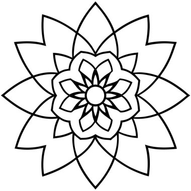 Siyah beyaz mandala çiçeği. Vektör çizimi. boyama kitabı sayfası.