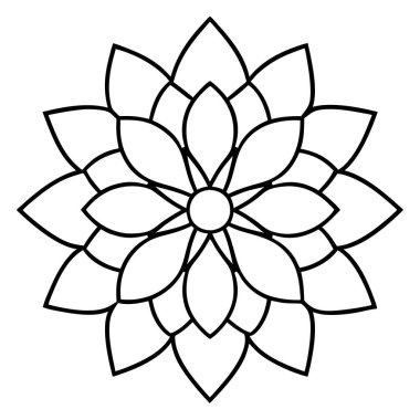 Çiçek ikonu. Çizgi çizimi vektör sembolü. Beyaz arkaplanda izole edilmiş özet biçimi