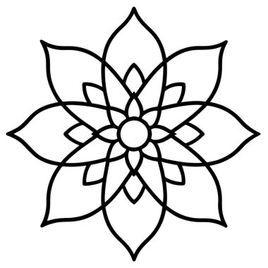 Mandala ikonu. Çiçek vektör simgesi, süslü mandala çizimi