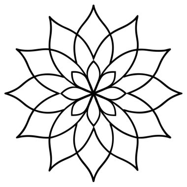 mandala. Siyah ve beyaz. Çiçekli yuvarlak desen. Oryantal desen. Beyaz arkaplanda izole edilmiş vektör illüstrasyonu.