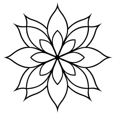 Beyaz arkaplanda siyah çiçek mandala