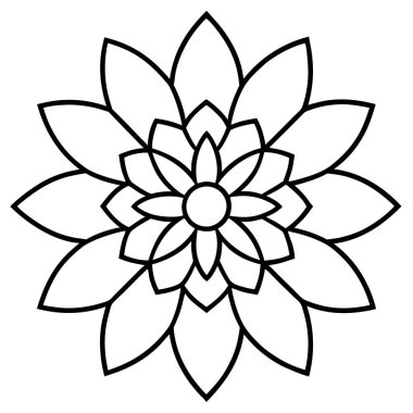 Süslü bir mandala ikonu. Nilüfer çiçeği vektör simgesinin özet çizimi